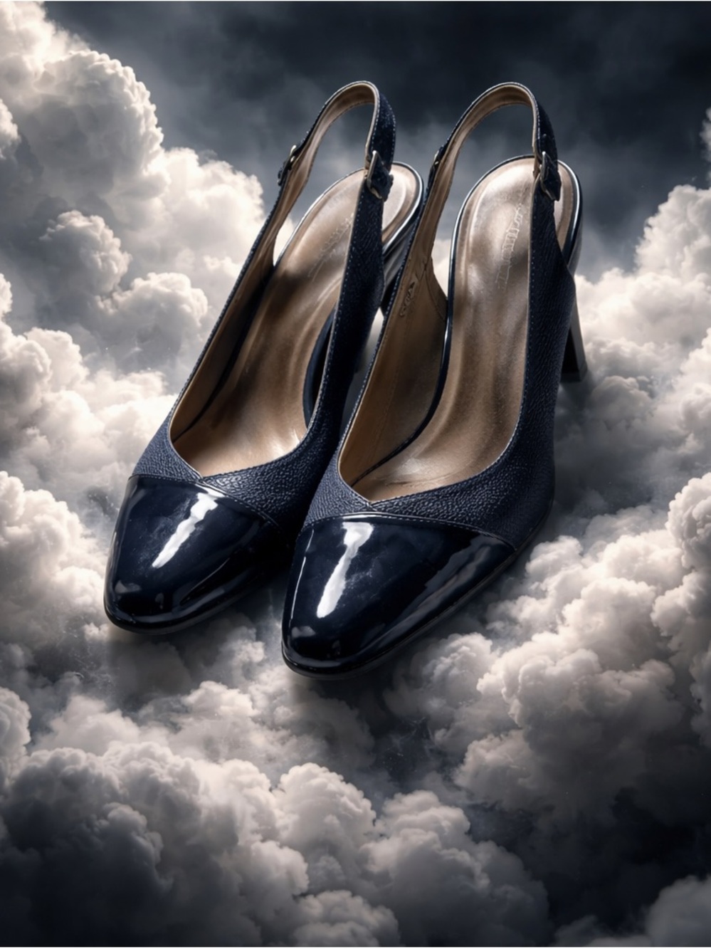 Rose Petal Navy Slingbacks‎